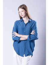 Рубашка оверсайз с ассиметрией сзади blue