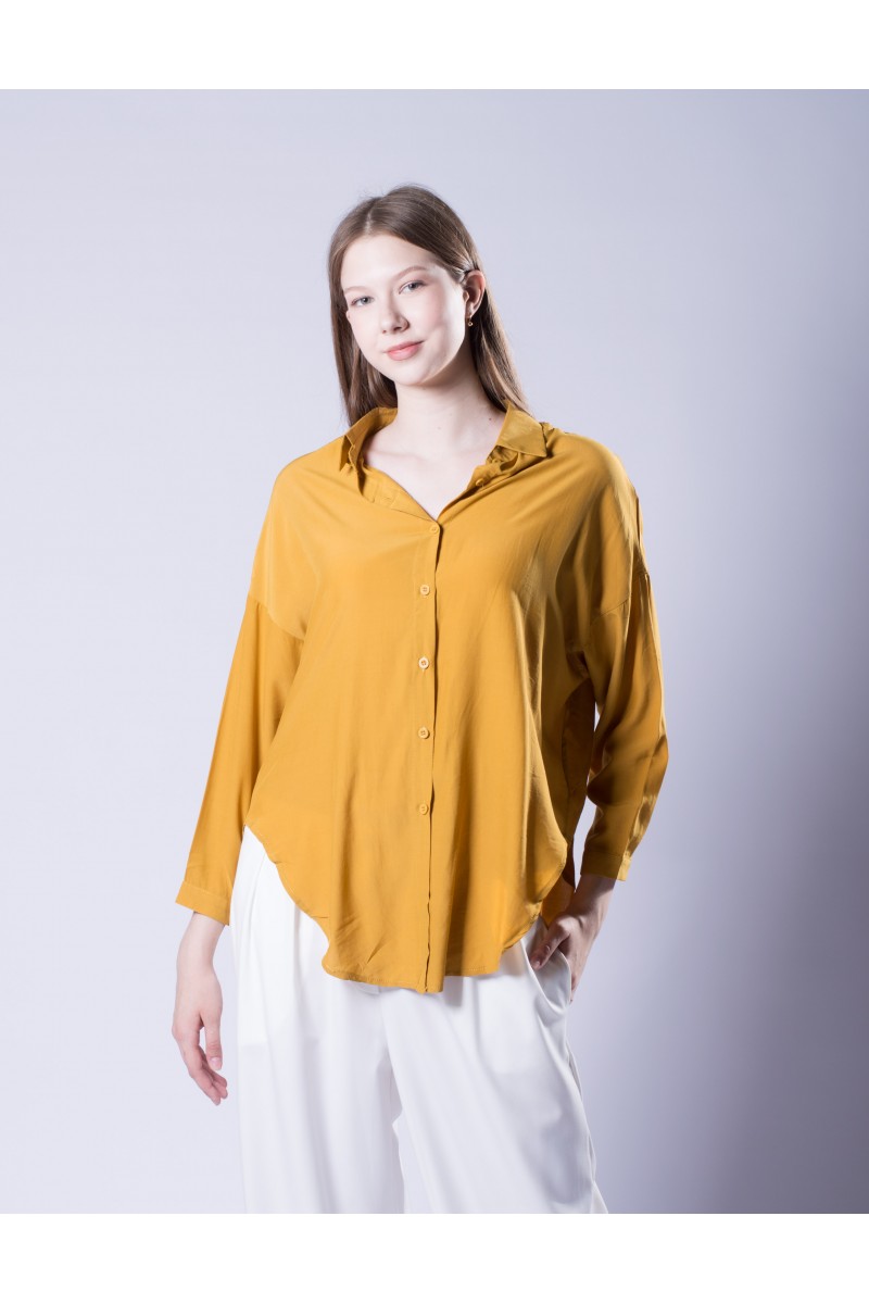 Рубашка оверсайз с ассиметрией сзади yellow