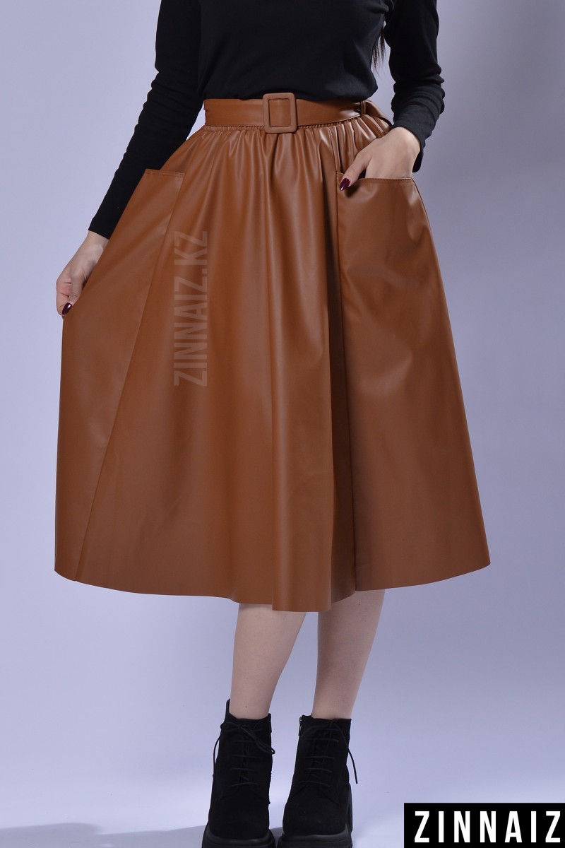 Эко кожа юбка Zinnaiz z1330-ws brown-dark