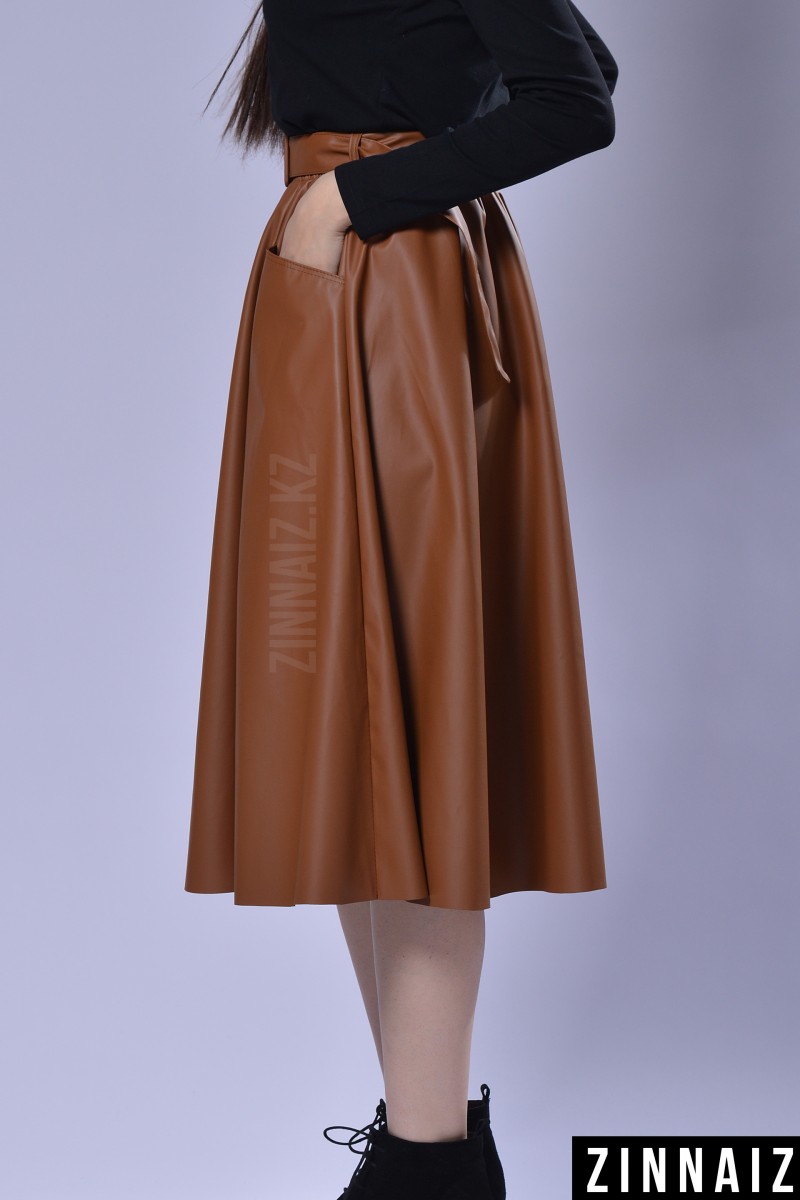 Эко кожа юбка Zinnaiz z1330-ws brown-dark